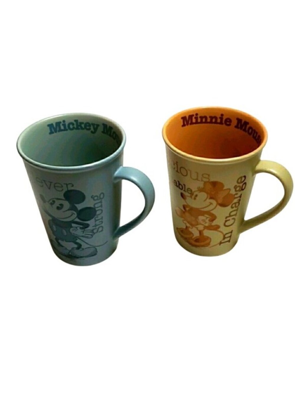 Disney Mickey & Minnie Mouse Ceramic Coffee Mug Set 2-Piece Set Blue Tan 14 oz